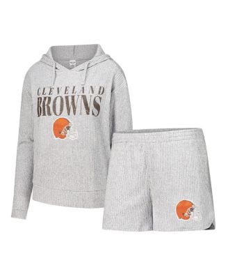 Concepts Sport - Women's Gray Cleveland Browns Juniper Long Sleeve Hoodie Top and Shorts Set