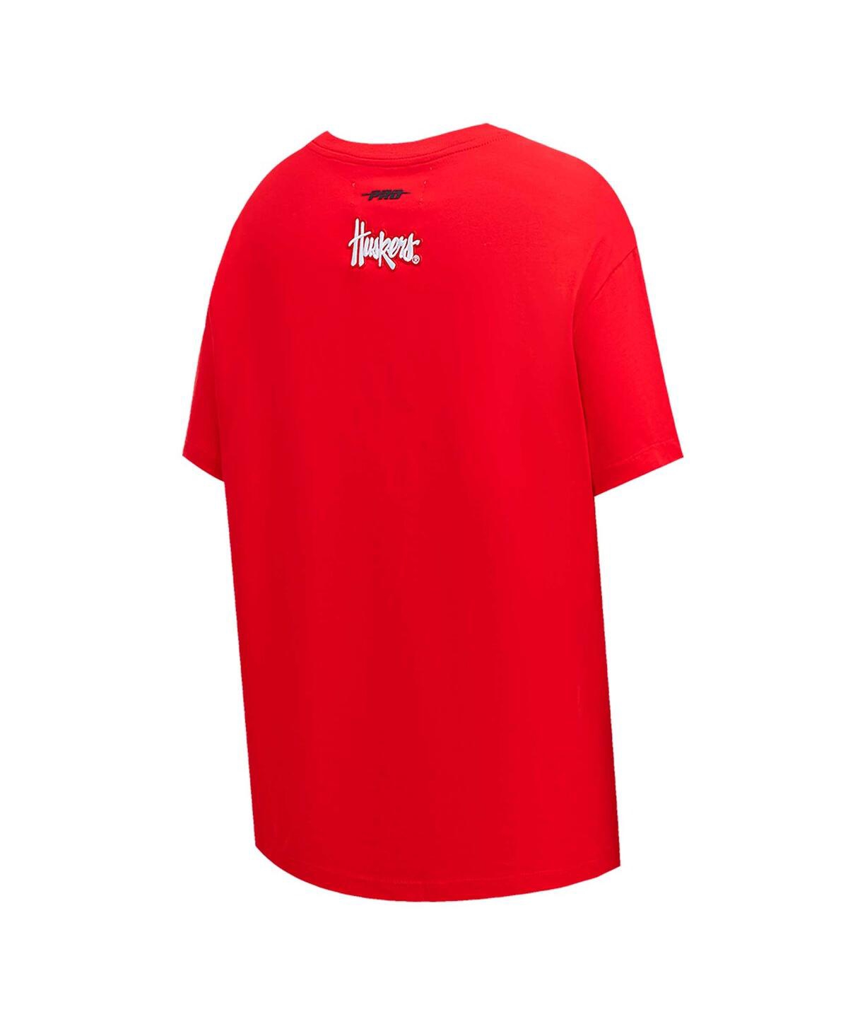 Pro Standard Women's Scarlet Nebraska Huskers Script Tail Oversized Boyfriend T-shirt In Red