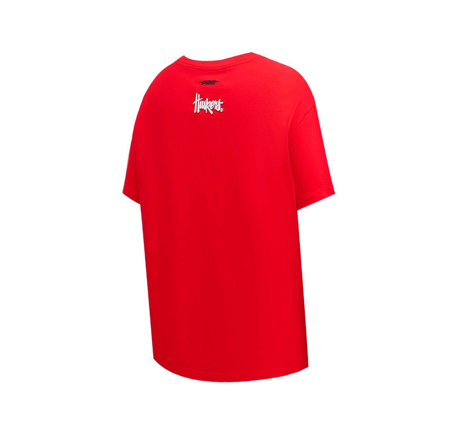 Women's Scarlet Nebraska Huskers Script Tail Oversized Boyfriend T-Shirt