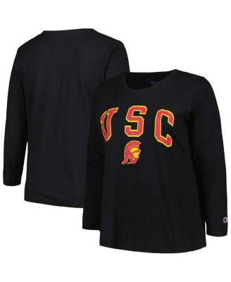 Profile - Women's Black USC Trojans Plus Size Arch Over Logo Scoop neck Long Sleeve T-shirt