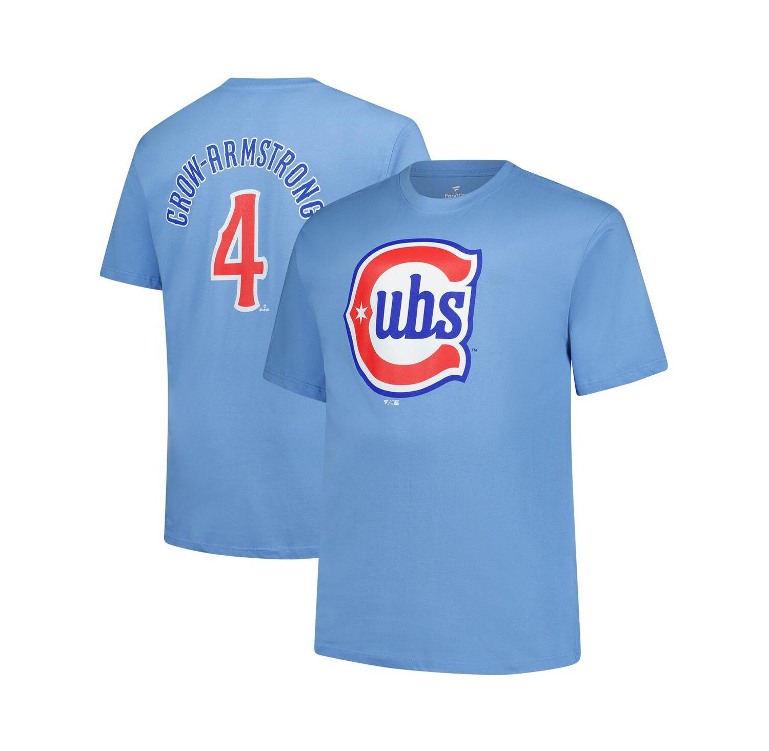 Men's Pete Crow-Armstrong Light Blue Chicago Cubs Big & Tall Name & Number T-Shirt
