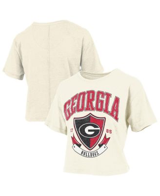 Women's Cream Georgia Bulldogs Buckler Vintage Cropped T-Shirt