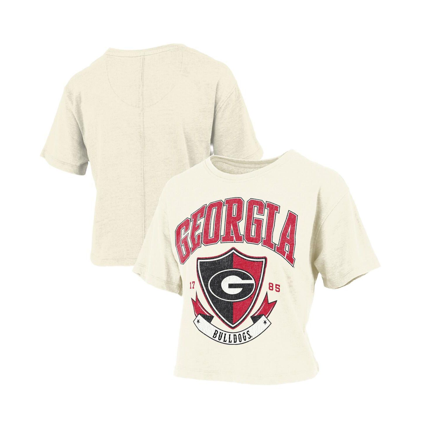 Женская футболка Pressbox Cream Georgia Bulldogs Buckler Vintage Cropped — фото 1