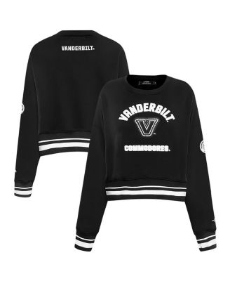 Women's Black Vanderbilt Commodores Cultivated-Pearl Cropped Pullover Sweatshirt
