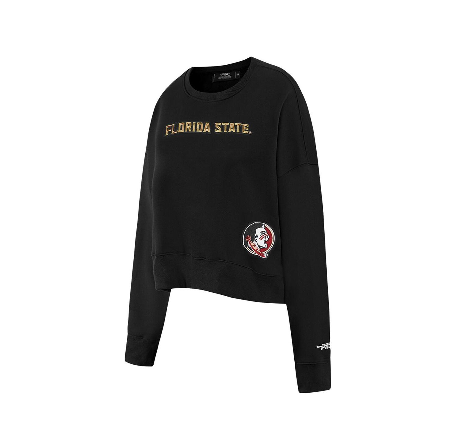 Women's Black Florida State Seminoles Sequin Boxy Cropped Pullover Sweatshirt