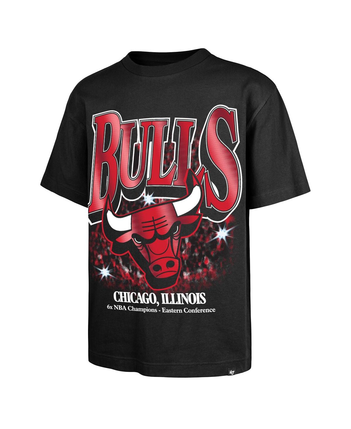 47 Brand '47 Black Chicago Bulls Past Champs Collection Flashbulb Foundation T-shirt In Black
