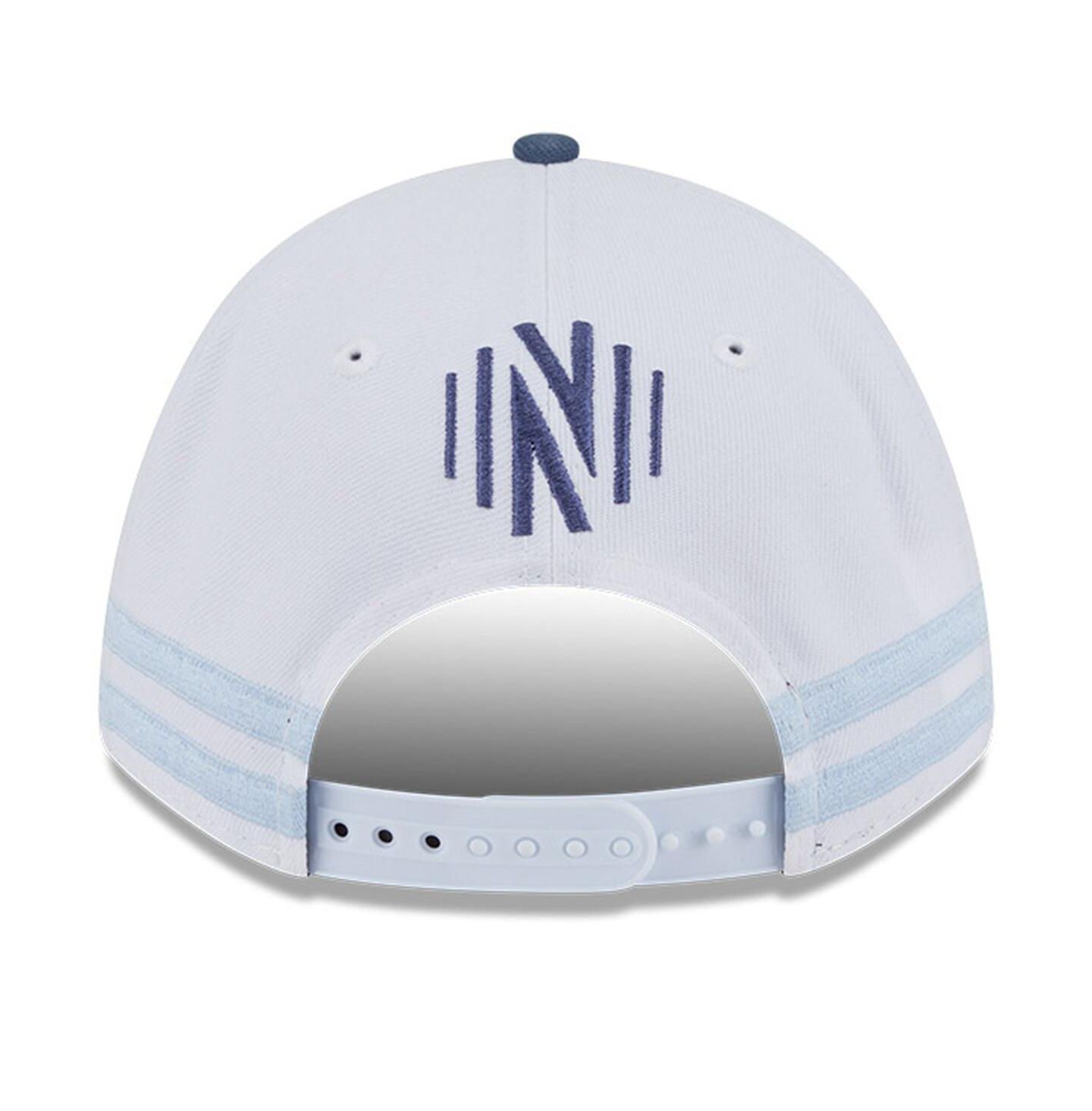 Мужские головные уборы New Era White/Light Blue Nashville SC 2025 Jersey Hook 9FORTY M-Crown Adjustable Hat — фото 3