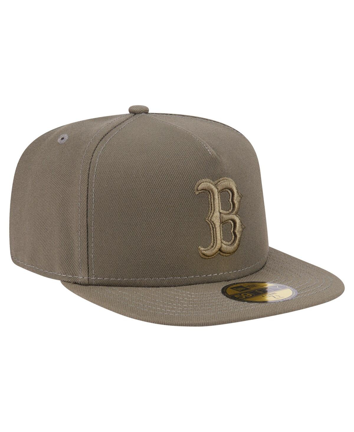New Era Men's Olive Boston Red Sox Color Pack A-frame 59fifty Fitted Hat In Green