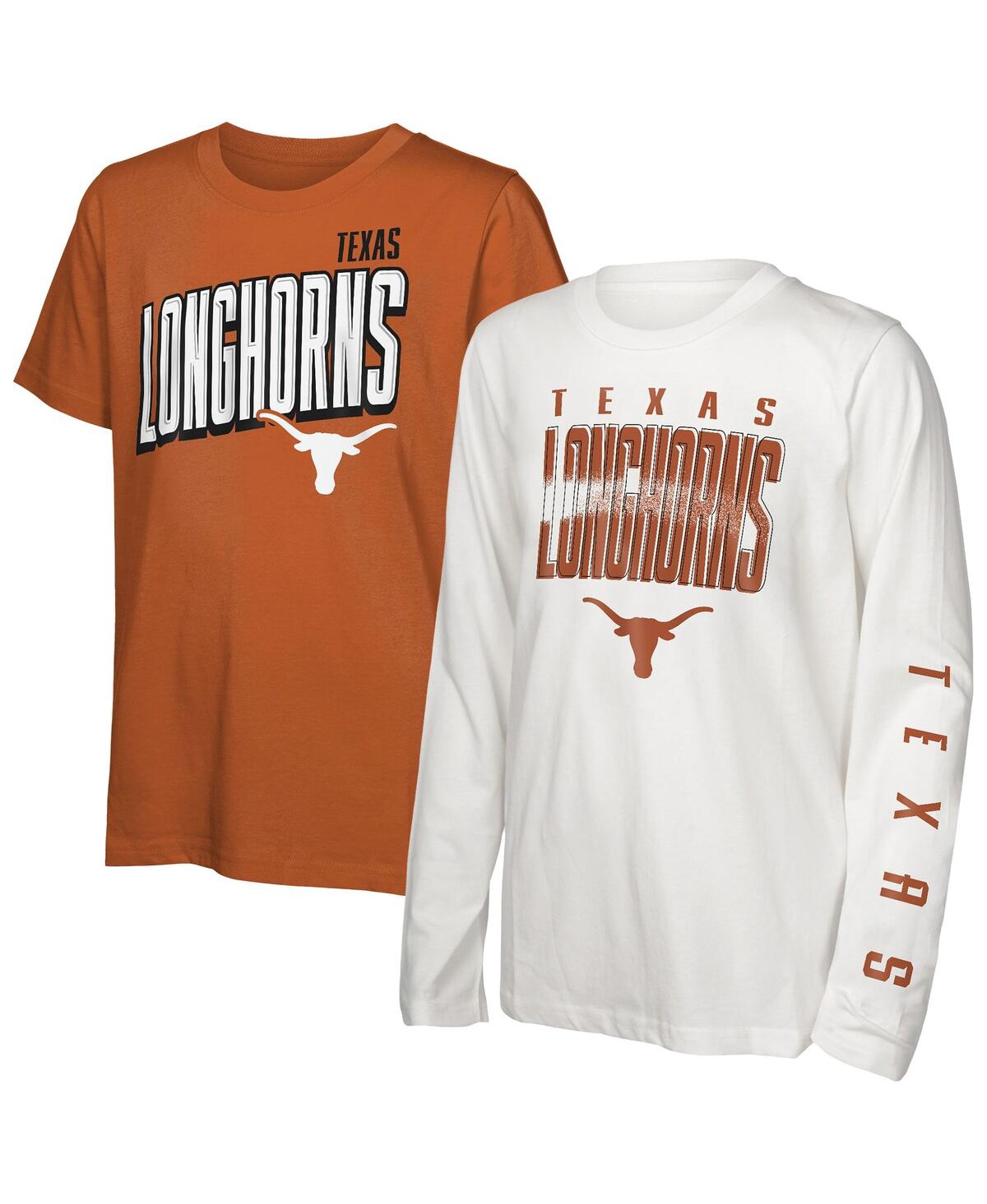 Outerstuff Big Boys And Girls Texas Longhorns In The Mix T-shirt Combo Set In White