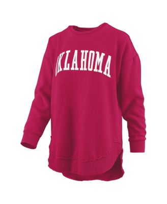 Women's Crimson Oklahoma Sooners M&eacute;lange Poncho Vintage Fleece Long Sleeve Pullover Sweatshirt