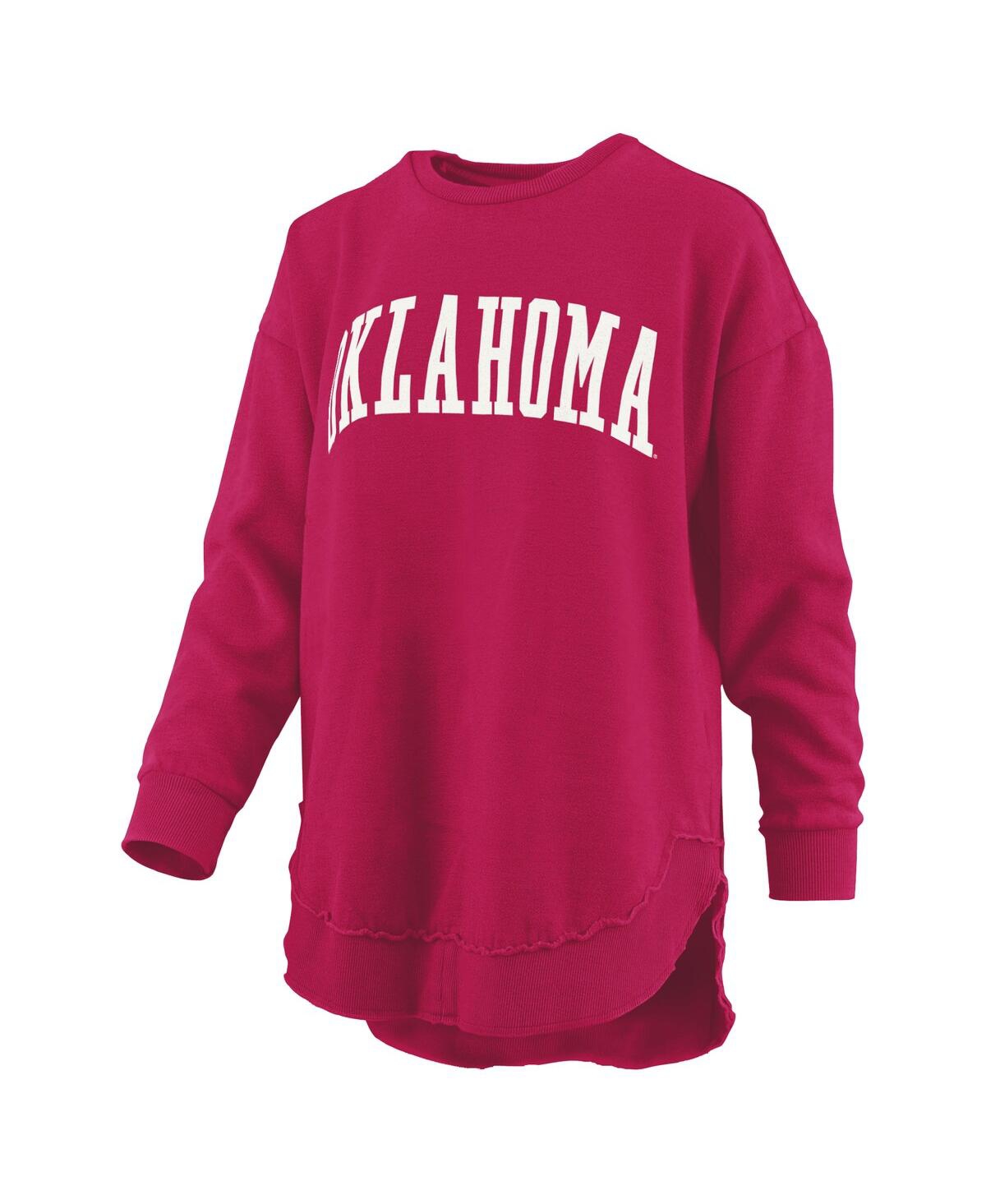 Pressbox Women's Crimson Oklahoma Sooners Melange Poncho Vintage Fleece Long Sleeve Pullover Sweatshirt In Pink