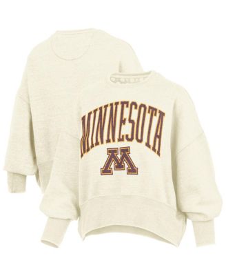 Pressbox - Women's Natural Minnesota Golden Gophers Oversized Waist-Length Crewneck Sweatshirt