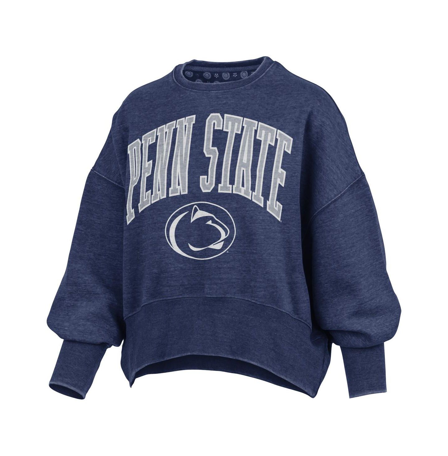 Женская толстовка Pressbox Navy Penn State Nittany Lions Oversized Waist-Length Crewneck — фото 2