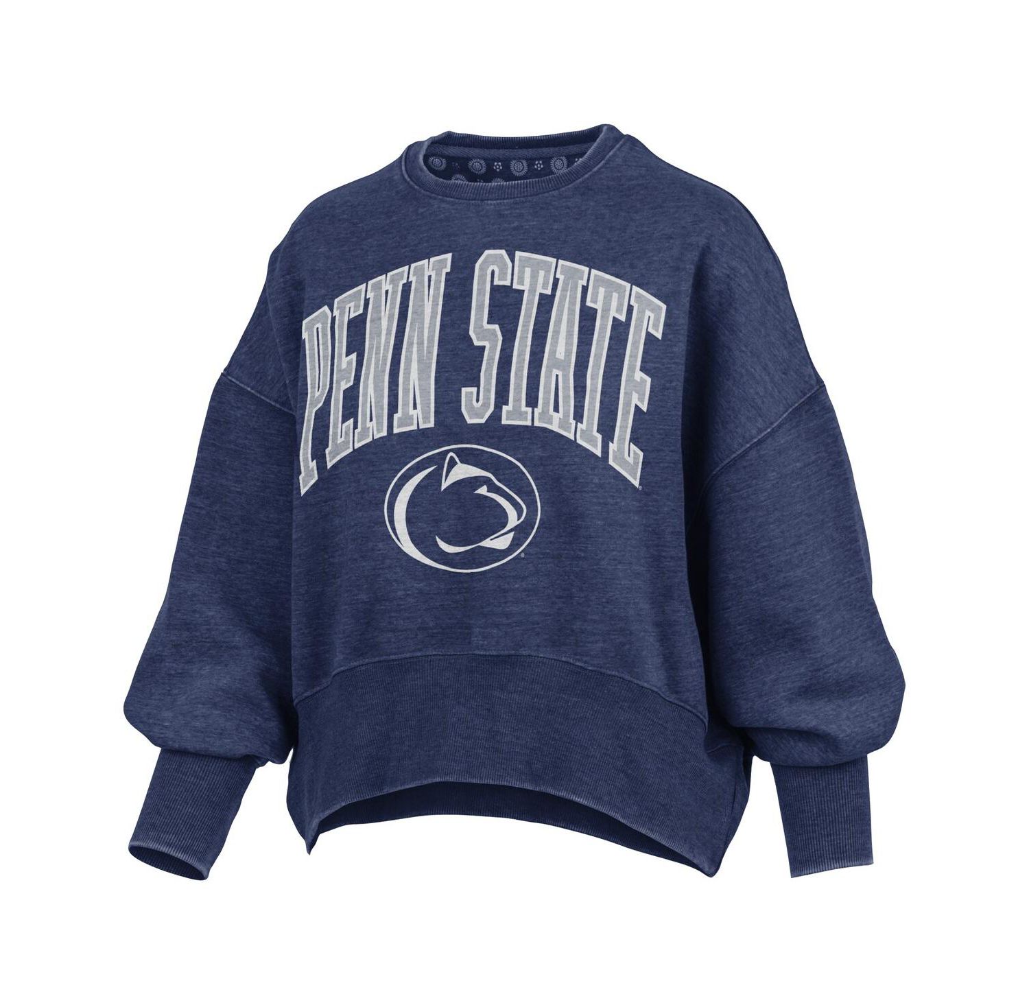Women's Navy Penn State Nittany Lions Oversized Waist-Length Crewneck Sweatshirt