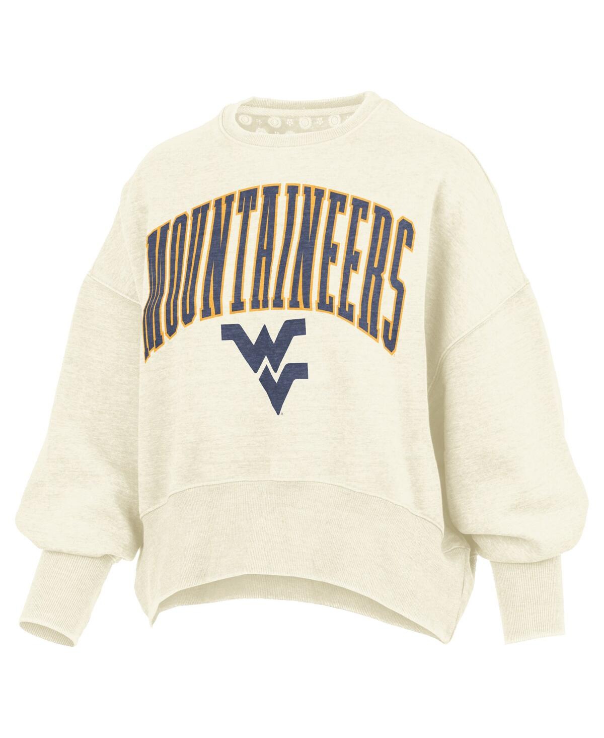 Pressbox Natural West Virginia Mountaineers Oversized Waist-length Crewneck Sweatshirt In Brown