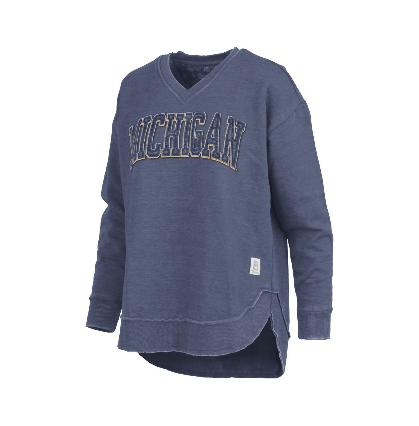 Женская толстовка Pressbox Navy Michigan Wolverines Westin Poncho V-Neck Pullover — фото 2