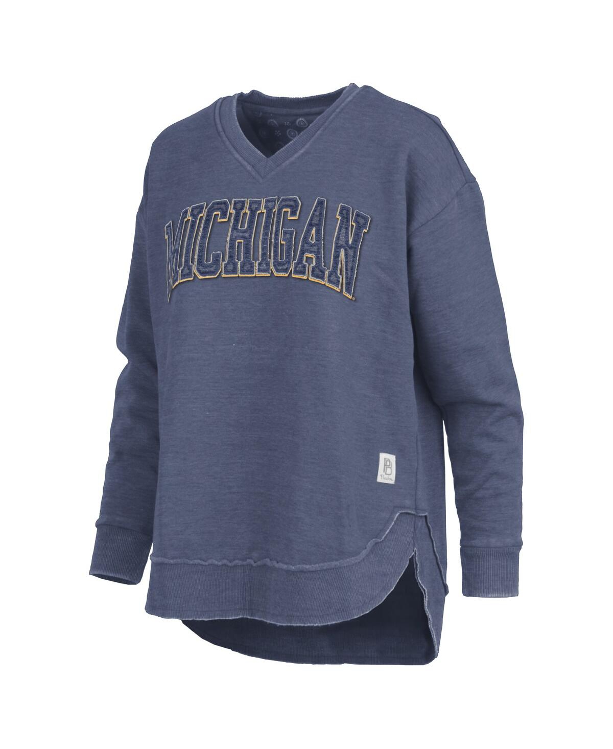 Pressbox Navy Michigan Wolverines Westin Poncho V-neck Pullover Sweatshirt In Blue