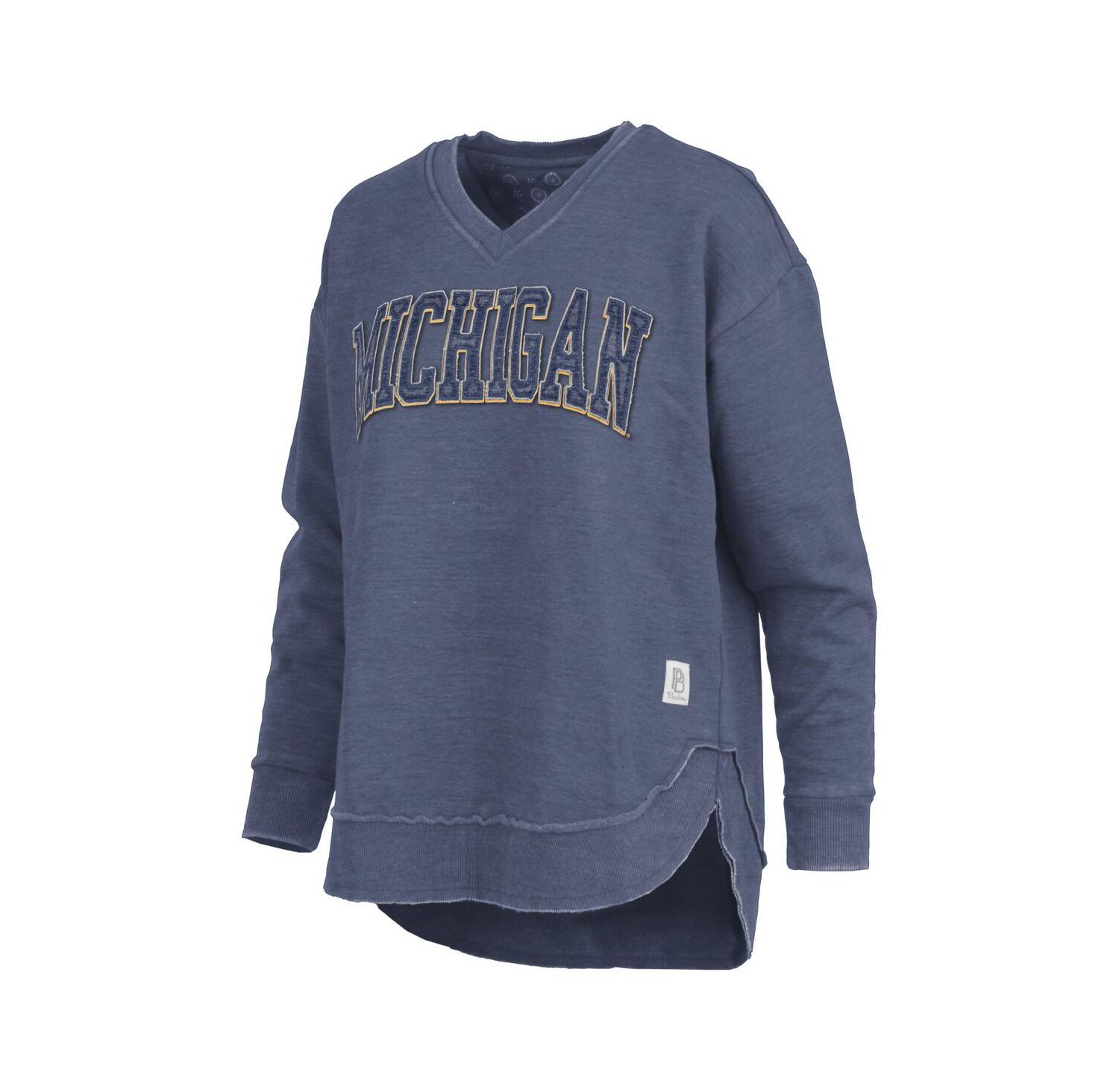 Women's Navy Michigan Wolverines Westin Poncho V-Neck Pullover Sweatshirt