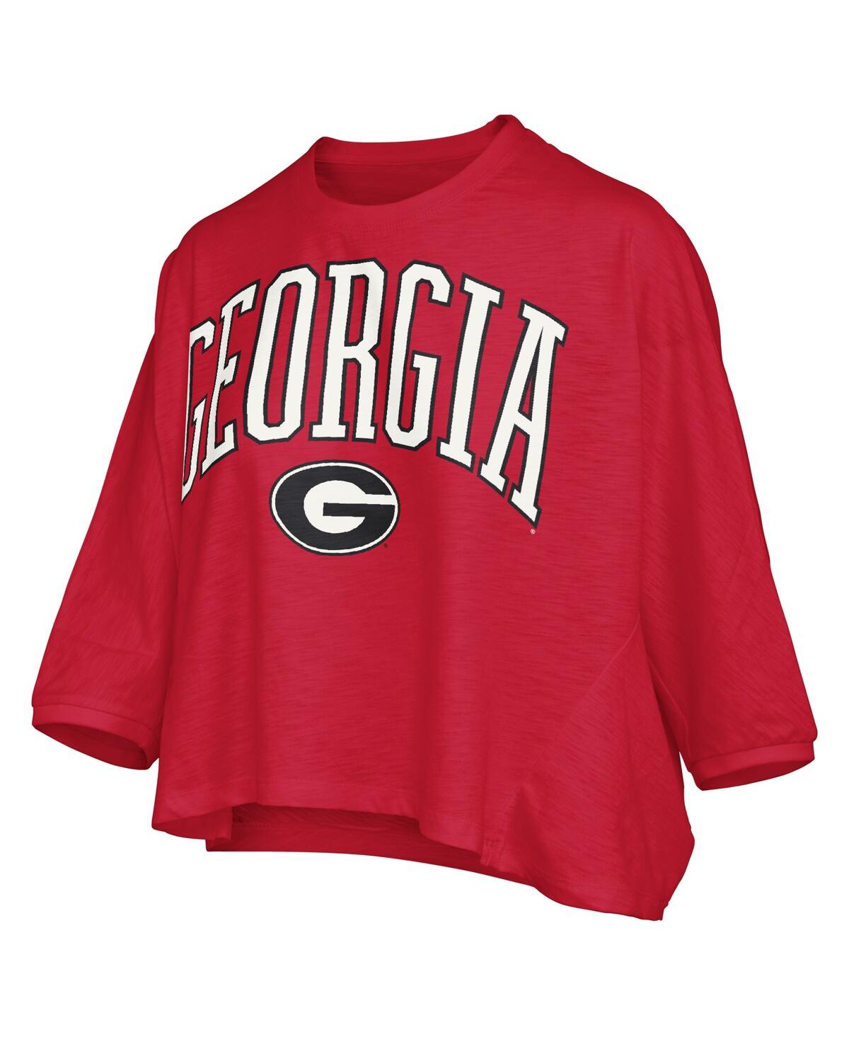 Pressbox Red Georgia Bulldogs Midi Arch Over Logo Oversized T-shirt In Red