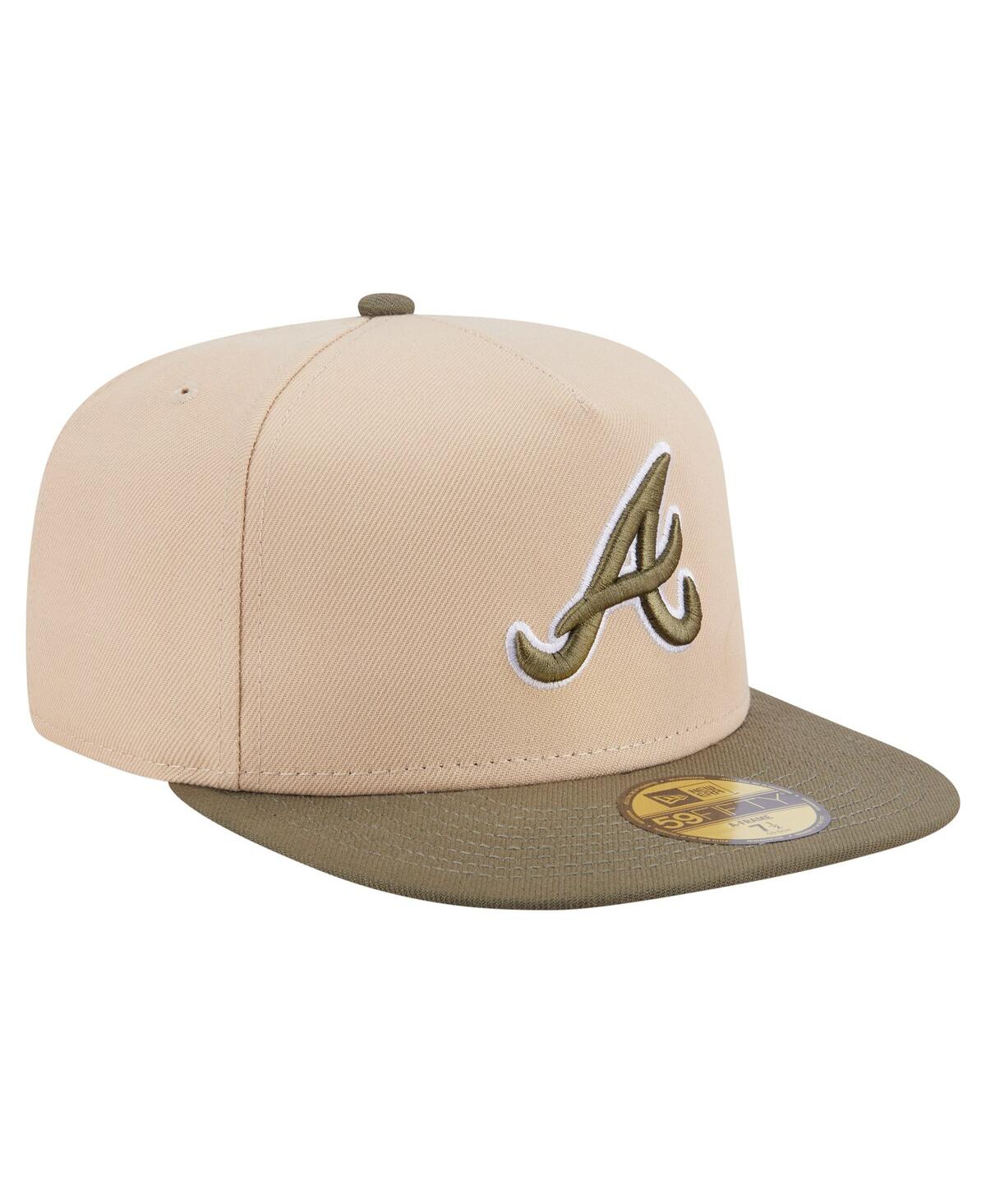 New Era Men's Light Beige/olive Atlanta Braves Two-tone Color Pack A-frame 59fifty Fitted Hat In Multi