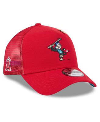 Men's Red Los Angeles Angels 2025 Big League Chew A-Frame 9FORTY Adjustable Trucker Hat