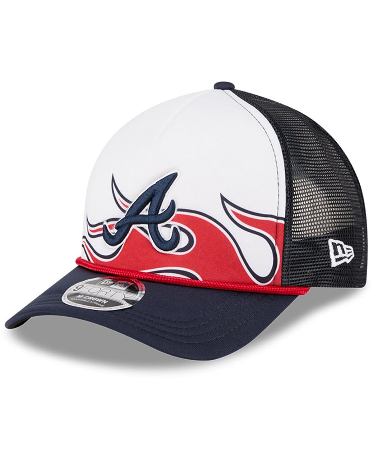 New Era Men's White/navy Atlanta Braves 2025 Mlb Speedway Classic Fashion Pack A-frame 9forty Adjustable Hat In Multi
