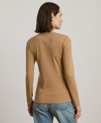 Petite Cotton Long-Sleeve Crewneck Top