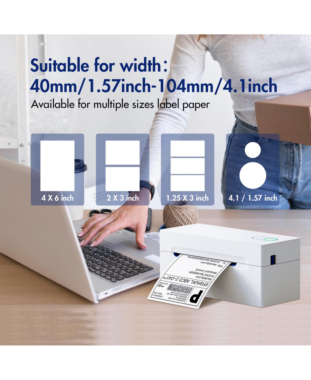 Nelko Bluetooth Thermal Shipping Label Printer, Wireless 4x6 Shipping Label Printer for Small Business, Support Android, iPhone, Windows, and Mac, Wid