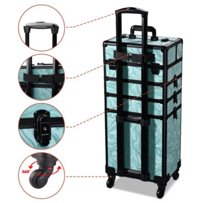 Rolling Makeup Train Case 4in1 Cosmetic Case