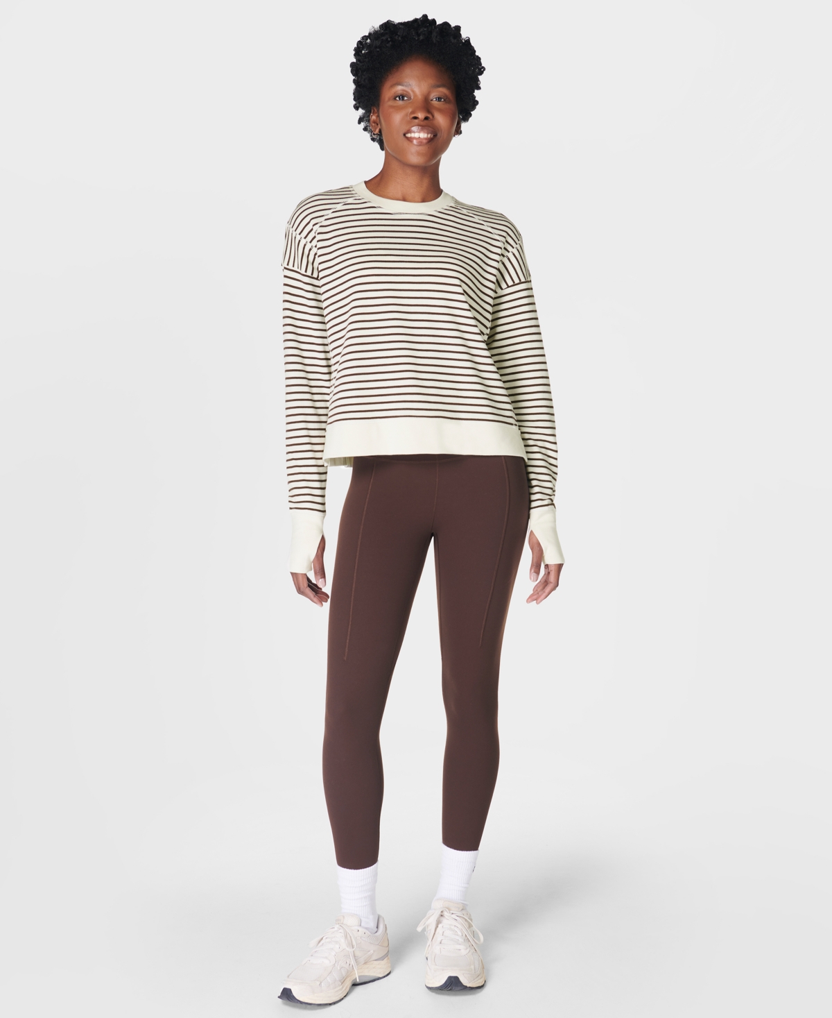 Sweaty Betty After Class Crop Sweatshirt In White