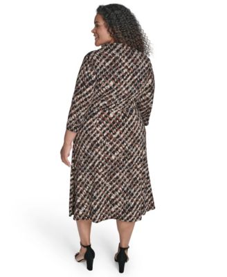 Plus Size Faux Wrap Midi Dress