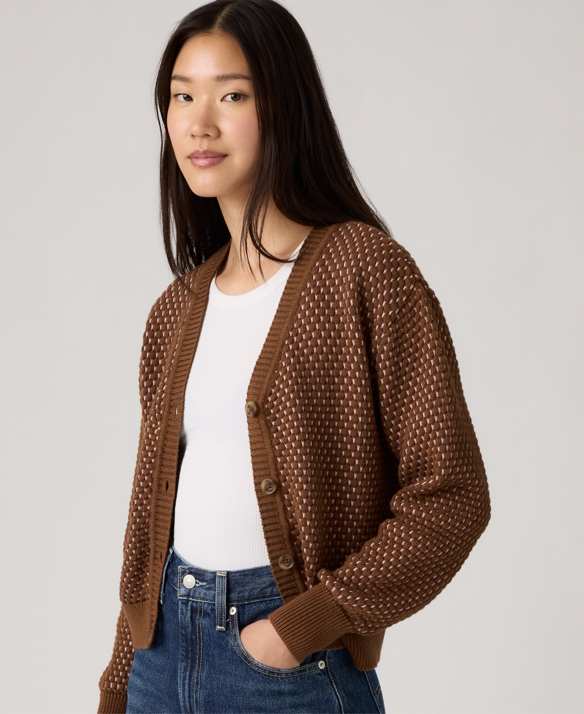 Levi's Women's Snowflake Long Sleeve Cardigan Sweater