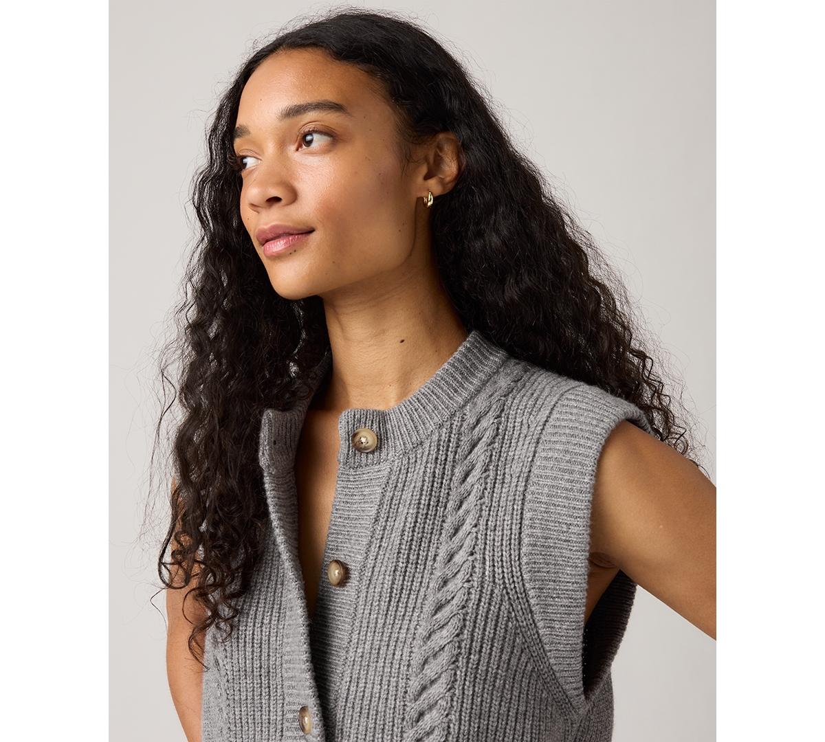 Levi's Ines Cable Sweater Vest In Gray