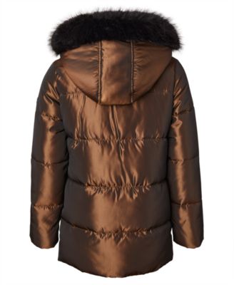 Big Girls' Iridescent Hooded Puffer Jacket