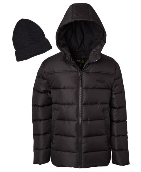 Куртка Ixtreme Ripstop Mini Puffer Jacket with Beanie для мальчиков, цвет: Чёрный