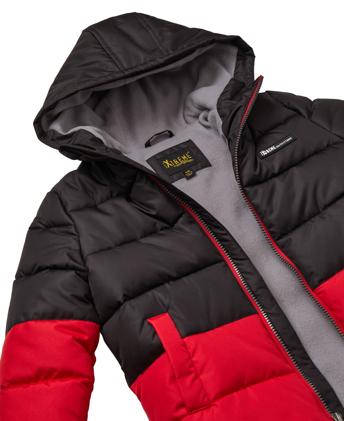 Ixtreme Toddler And Little Boys Color Blocked Ripstop Puffer Jacket With Beanie In Black