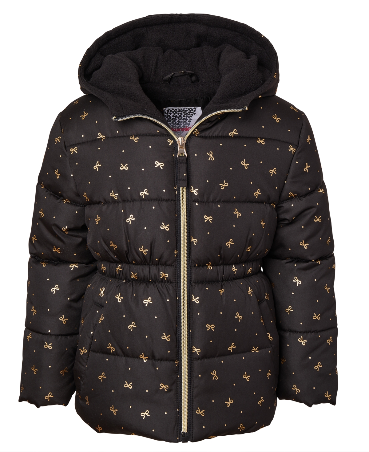Kensie Girl Toddler And Little Girls Foil Bow Puffer Jacket With Beanie In Brown