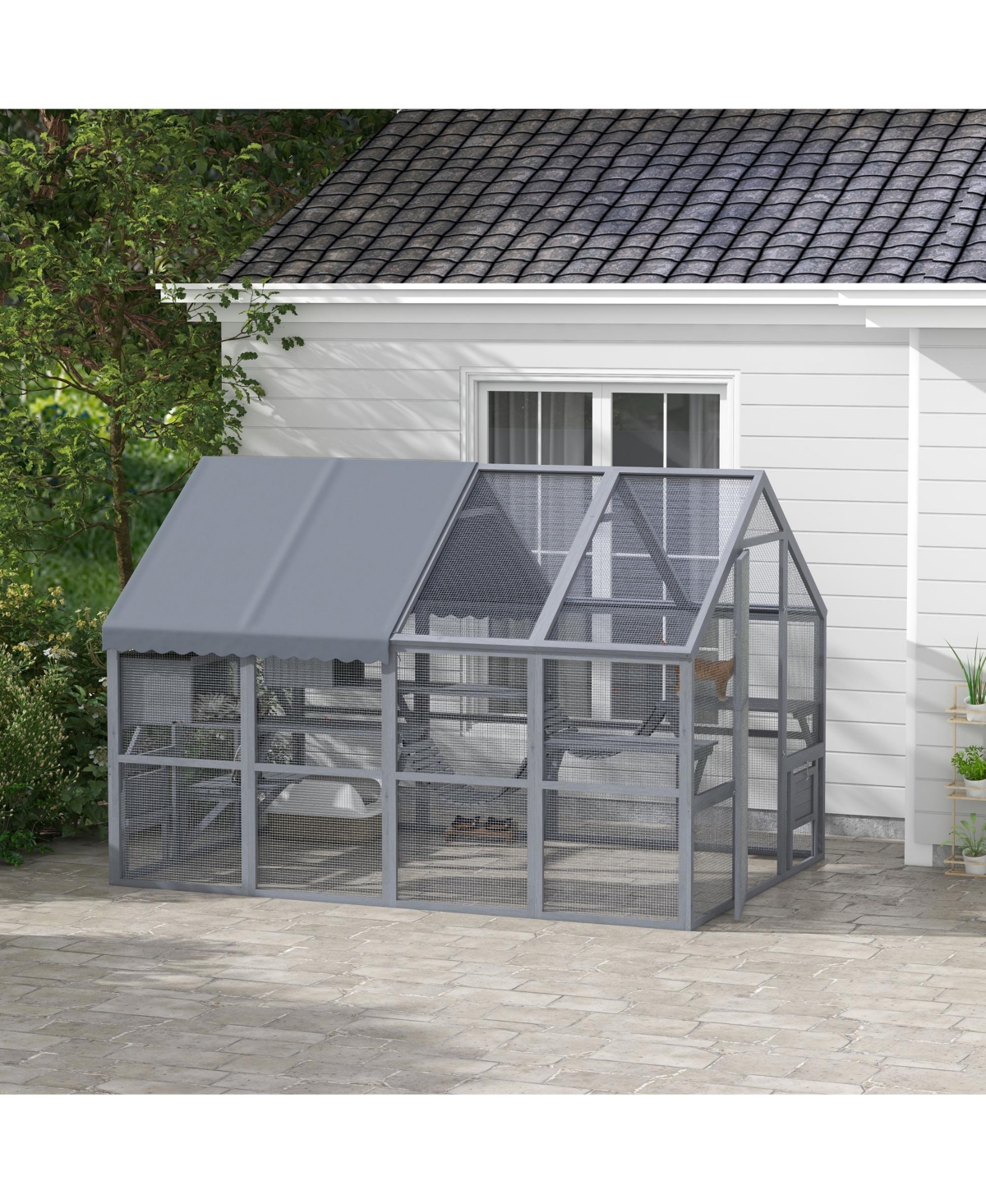 PawHut Large Catio Outdoor Cat Enclosure with Waterproof Cover