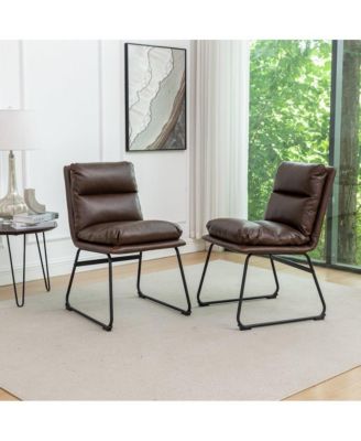 5-Pc. MDF & Rubber Wood Trestle Table Faux Leather Upholstered Round Dining Room Set