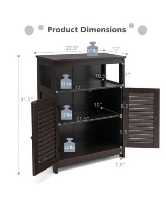 Farmhouse Bathroom Linen Cabinet with Louvered Doors and Open Storage Shelf