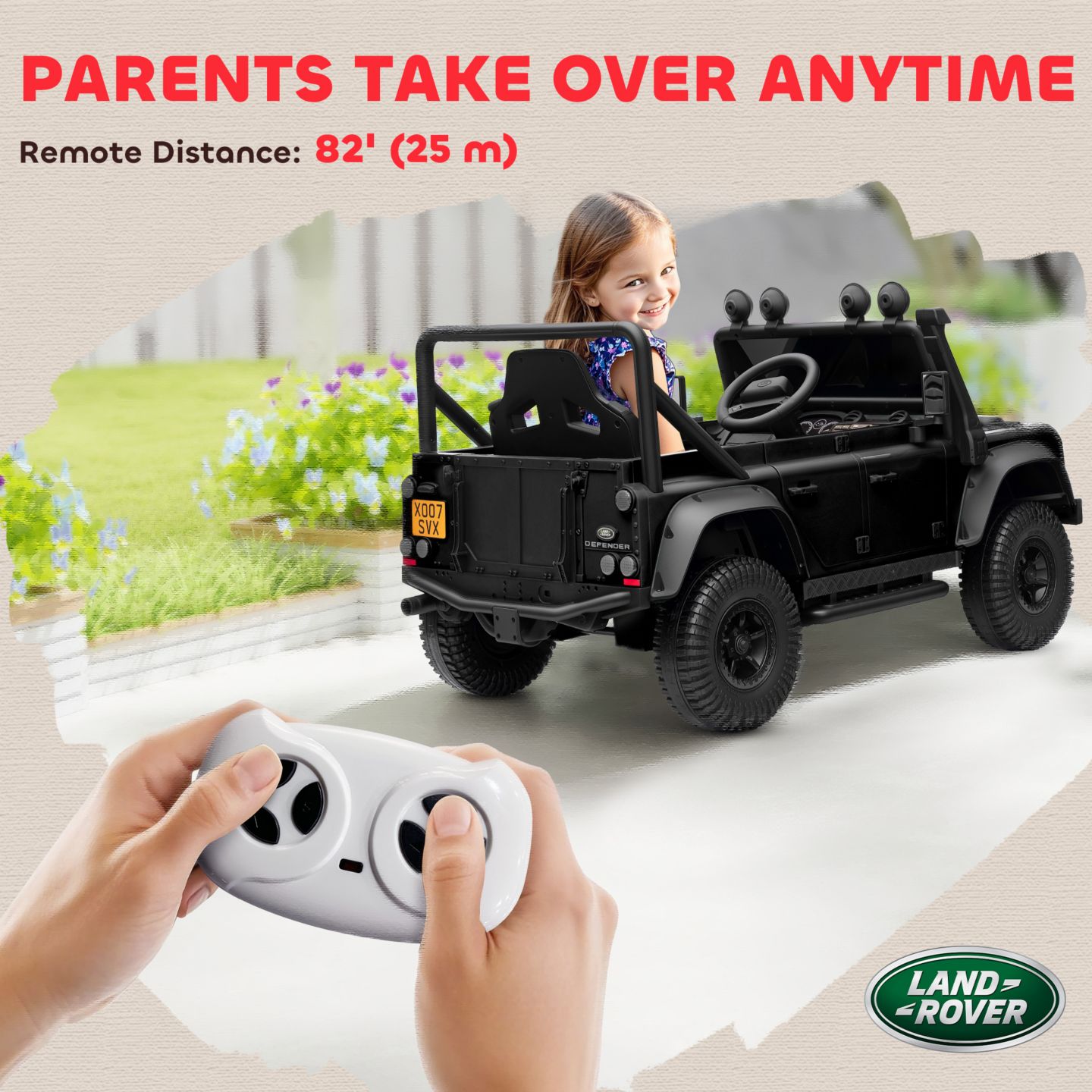 Детская игрушка Qaba Defender 110 SVX Licensed Land Rover Electric Ride-On Car with Remote Control, Ages 3+, цвет: Чёрный — фото 7