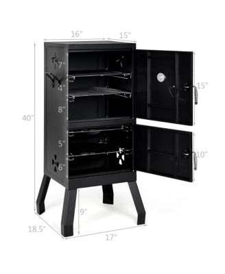 Vertical Charcoal Smoker BBQ Barbecue Grill w/ Temperature Gauge Outdoor