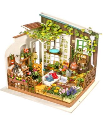 Dollhouse Kit Wooden 1:24 Scale DIY Miniature with Furniture Sets Best Birthday Gifts for Adults, Multicolored, 7.68"7.2"8.27