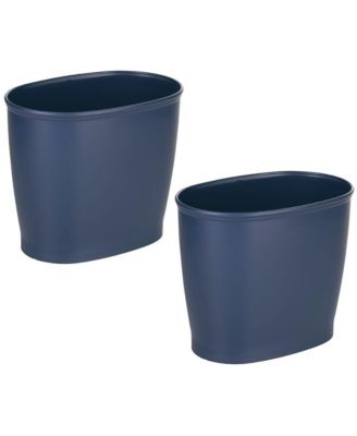 Oval 2.1 Gallon / 8 Liter Plastic Trash Can, 2-Pack, Navy, Made in USA