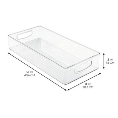 Stackable Pantry Storage Bin with Handles, Set of 2, Clear, Made in USA