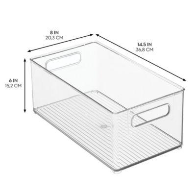 Plastic Stackable Fridge Bin with Handles, Set of 4, Clear, Made in USA