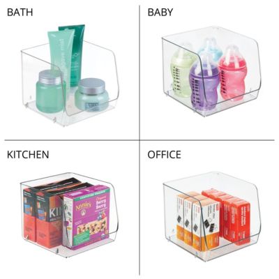 Set of 4 Open-Front Bin for Household Storage