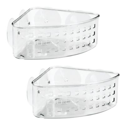Plastic Suction Corner Shower Basket, Set of 2, Clear, Made in USA