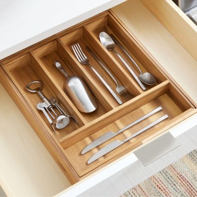 Expandable Acacia Wood Cutlery Drawer Organizer -Natural
