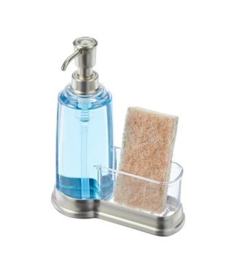 Plastic Kitchen Sink Caddy with Soap Dispenser - Clear/Brushed
